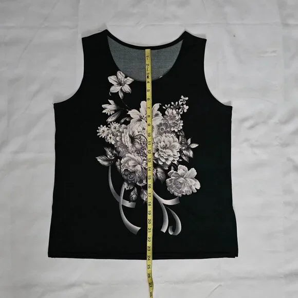 ModeLia Women's Floral Print Kimono W/ Inner Sleeveless Blouse Black Size Medium - Picture 16 of 16